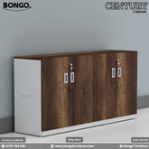 Century Cabinet - Dimension 60"x16"x30" - Featuring water-resistant laminated board, high-quality hydraulic hinges, Lockable doors. Color is Monument Oak and White. Shop Now!